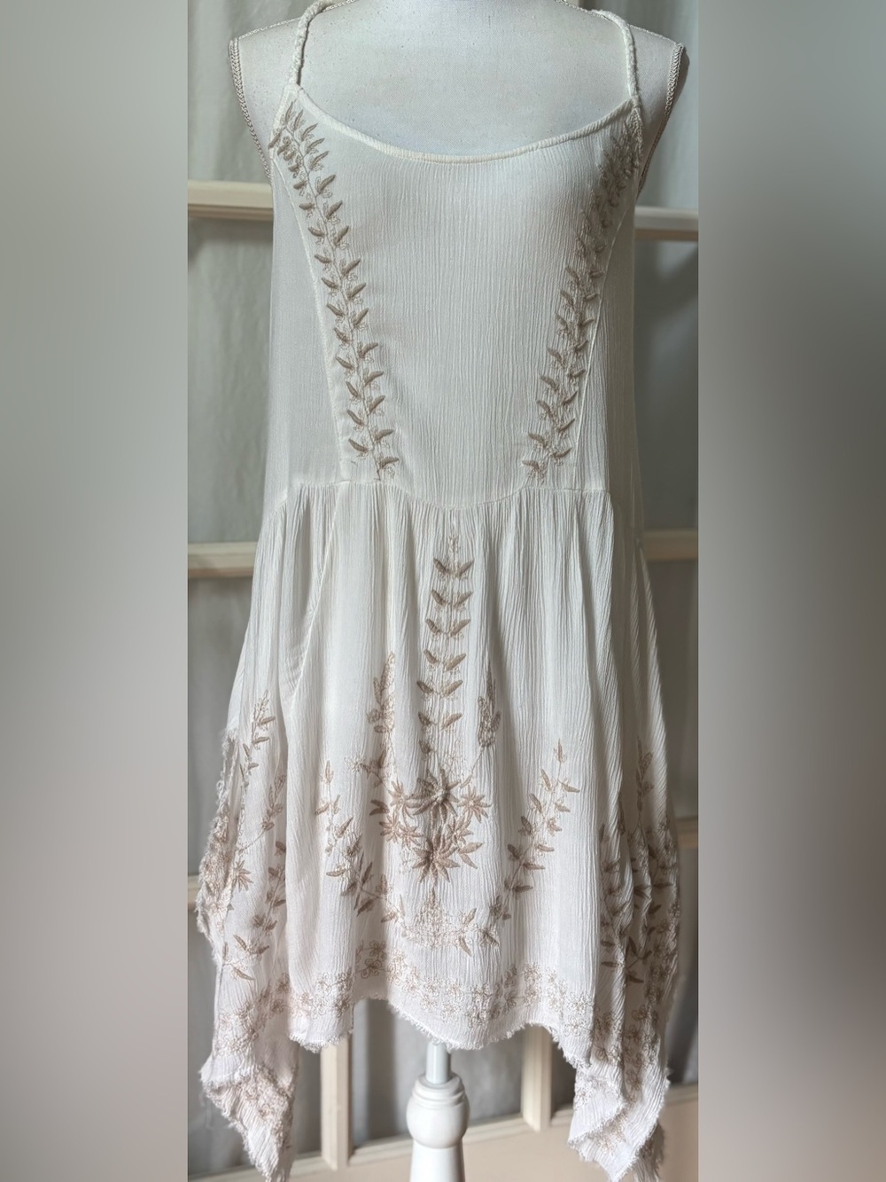 Free People Meadows Of Medallions Ivory Boho Handkerchief Dress - Picture 3 of 13